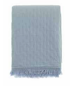 Trapunta con frange 260 x 260 cm - azzurra
