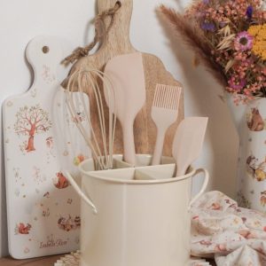 Portautensili beige con scomparti Metallo - 14x13 cm