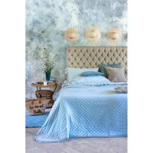 Trapunta con frange 260 GSM in microfibra – Azzurro 260 x 260 cm