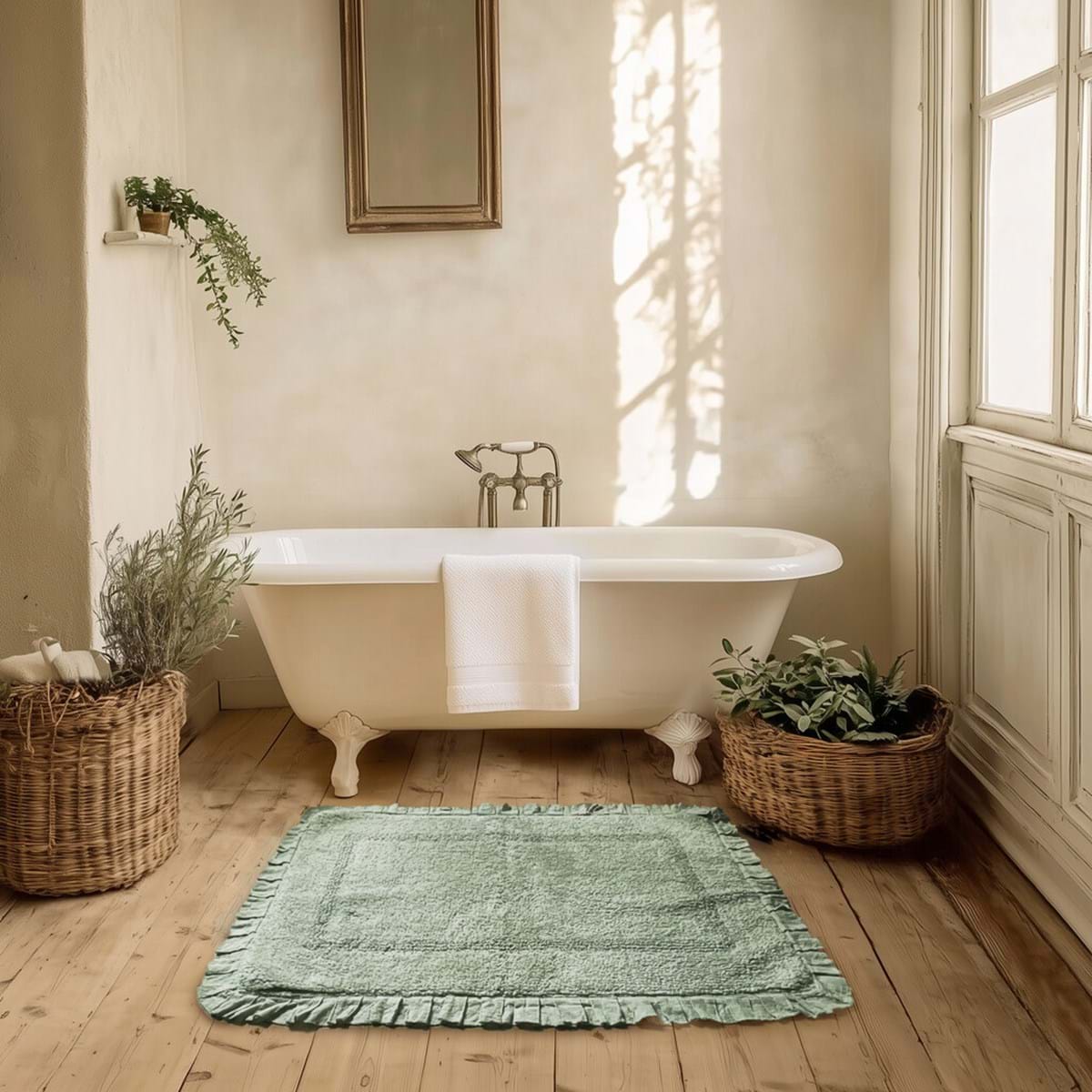 Tappeto Bagno in Cotone Verde 60x120 cm – Collezione Bagno Chiaro
