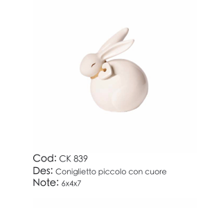 Coniglietto piccolo con cuore 6 x 4 x 7 cm