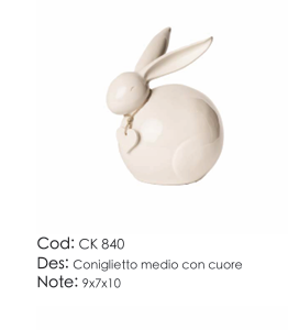Coniglietto medio con cuore 9 x 7 x 10 cm