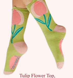Calze corte da Donna in Bambù - SOC736 Tulip Flower Top, Sage