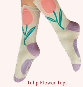Calze corte da Donna in Bambù - SOC738 Tulip Flower Top, Coconut
