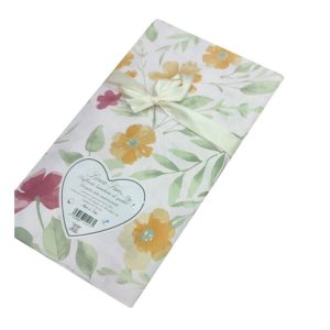 COMPLETO LENZUOLA MATRIMONIALE COTONE FIORI FOGLIE FIOCCO PEZZOLI