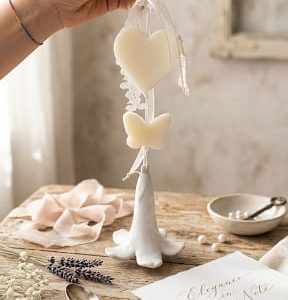 Sapone decorativo da appendere cuore farfalla e campanella 9 x 20 cm