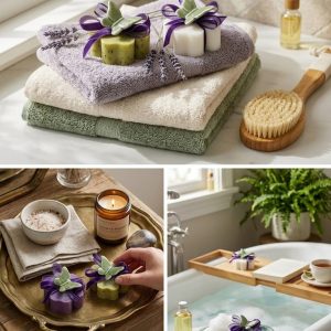Sapone decorativo a forma di fiore con farfalla 8 x 8 x 6 cm