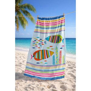 TELO MARE PAREO FOUTA 100X200CM PESCI COLORATI PEZZOLI