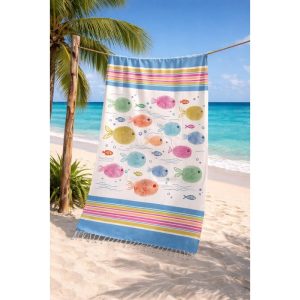TELO MARE PAREO FOUTA 100X200CM PESCI IMPRONTE PEZZOLI