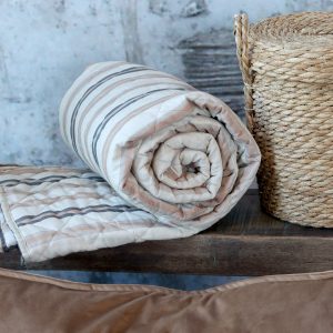 Trapunta Aix con strisce 180x130 cm cognac e latte