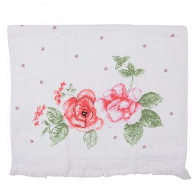 Asciugamano per ospiti 40x66 cm Bianco Rosa Cotone Fiori Porta salvietta