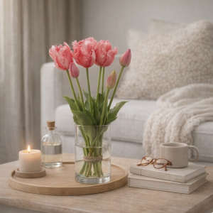 Tulipano Olis Mazzo X5 H40 – Rosa Delicato e Stile Naturale