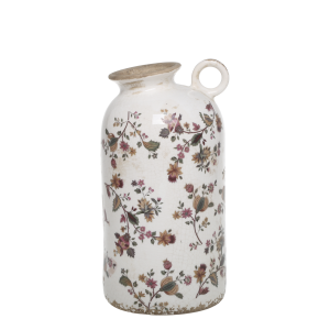 Bottiglia Nancy con Motivo Floreale H26/D14 – Crema in Ceramica