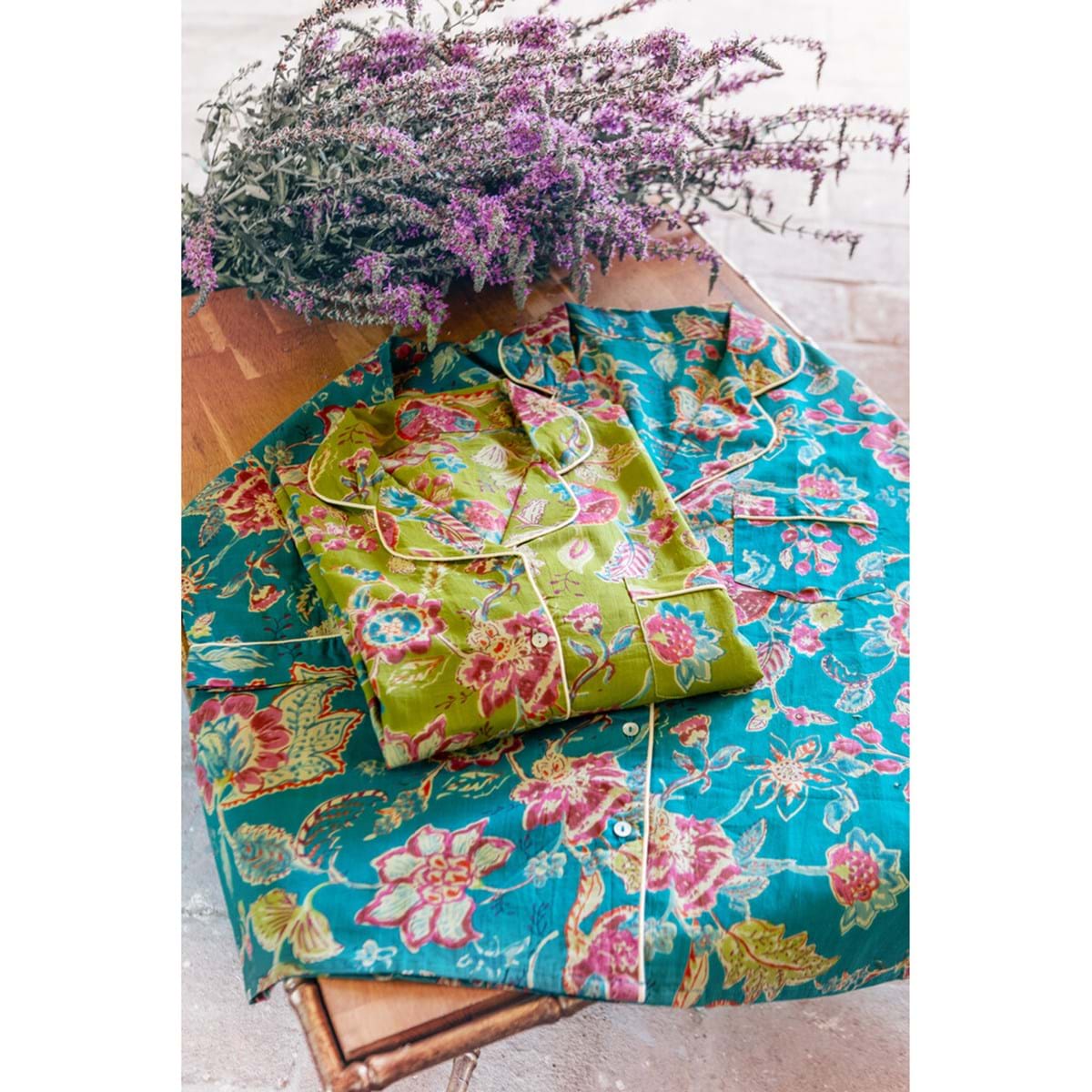 Pigiama con Pantalone Corto - Floreale – Taglia Unica • 100% Cotone - immagine 2