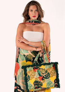 Borsa con Frange in Puro Cotone – FBT6 Exotic Leaves