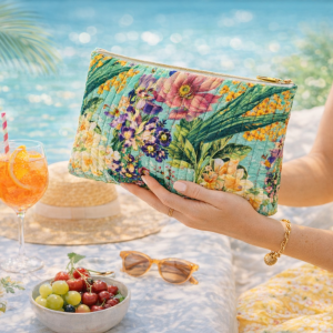 Pochette in Velluto Trapuntato – QVZP1 Spring Flora